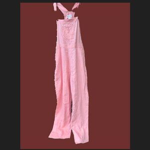 Ladies RealComfort by Chadwick's Overalls Size 8 Light Pink 100% Linen Preowned